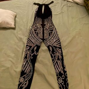 Fashion nova embellished jumpsuit. Black/sliver. Size Xs. 
Night out/Birthday